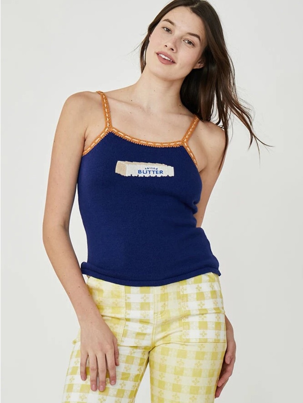 Rachel Antonoff Butter embroidered knit tank top
